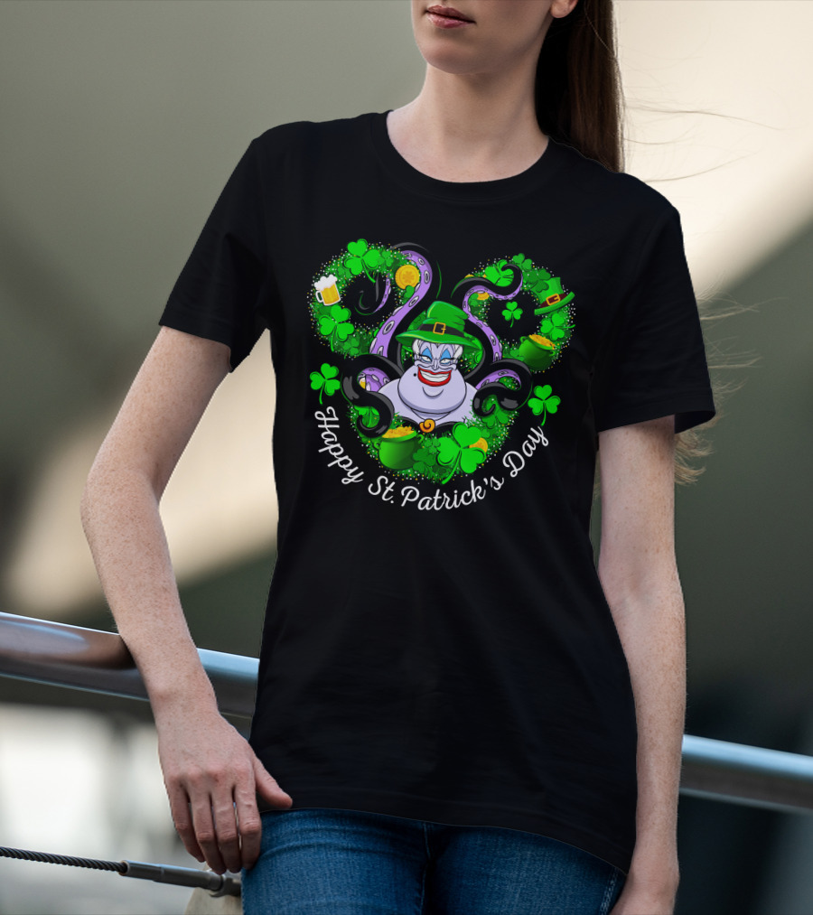 Happy St. Patrick's Day Ursula With Clovers And Gold T-Shirt