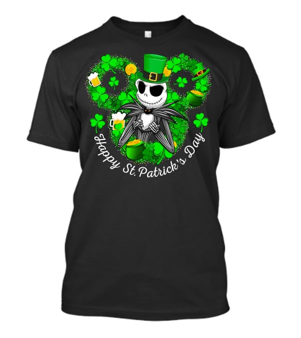 Happy St. Patrick's Day Jack Skellington Lucky Clover T-Shirt