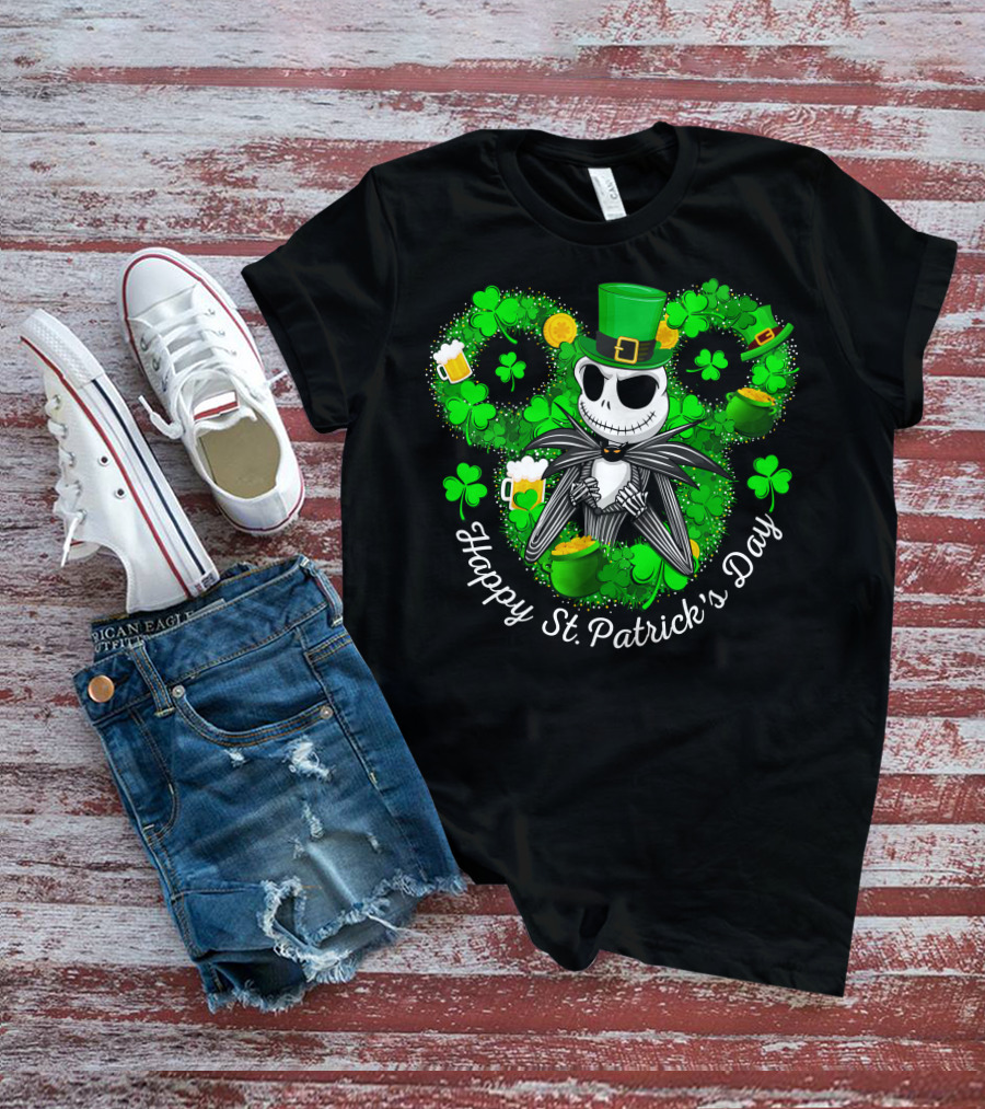 Happy St. Patrick's Day Jack Skellington Lucky Clover T-Shirt