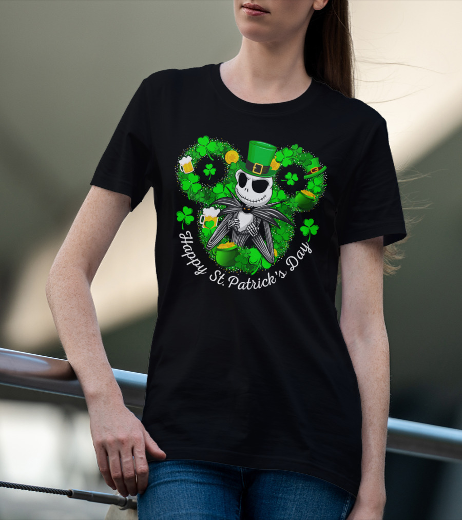 Happy St. Patrick's Day Jack Skellington Lucky Clover T-Shirt