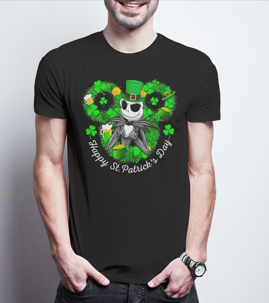 Happy St. Patrick's Day Jack Skellington Lucky Clover T-Shirt