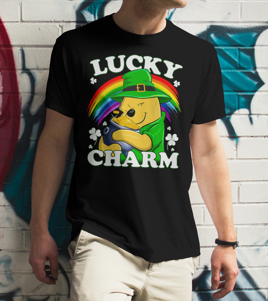 Pooh Lucky Charm Rainbow Leprechaun Clover Gold T-Shirt