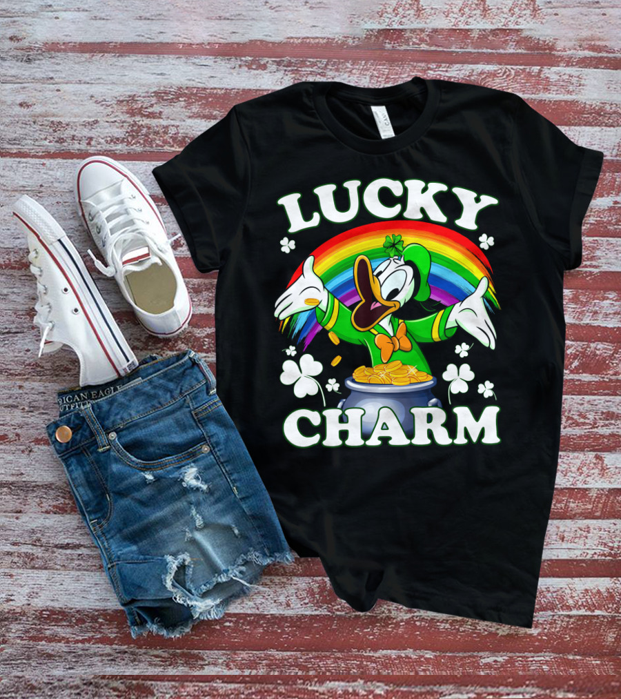 Lucky Charm Donald Pot Of Gold Rainbow Clovers T-Shirt