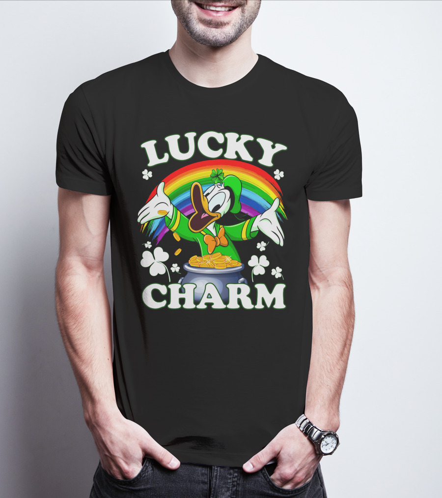 Lucky Charm Donald Pot Of Gold Rainbow Clovers T-Shirt