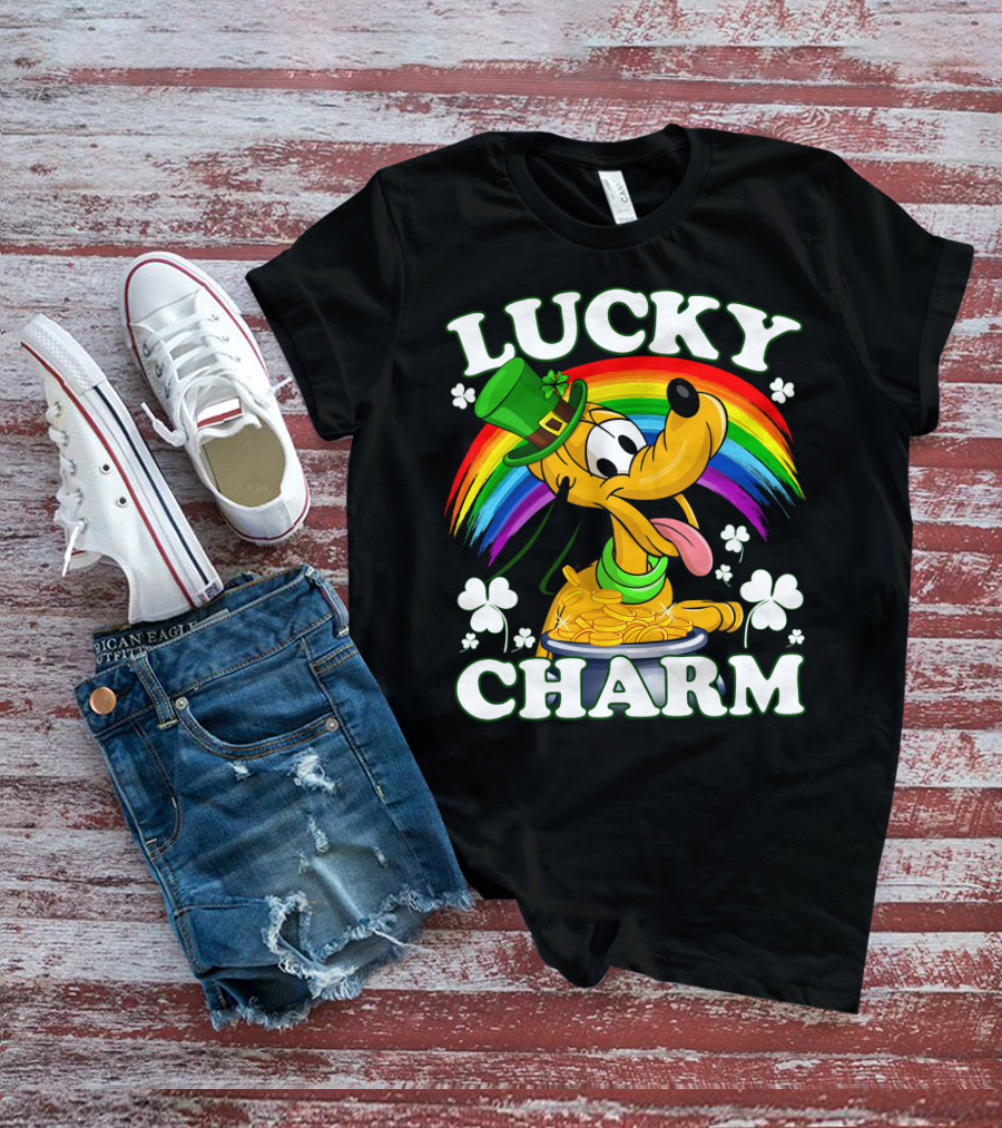 Lucky Charm Pluto Rainbow Clover Hat Coins T-Shirt