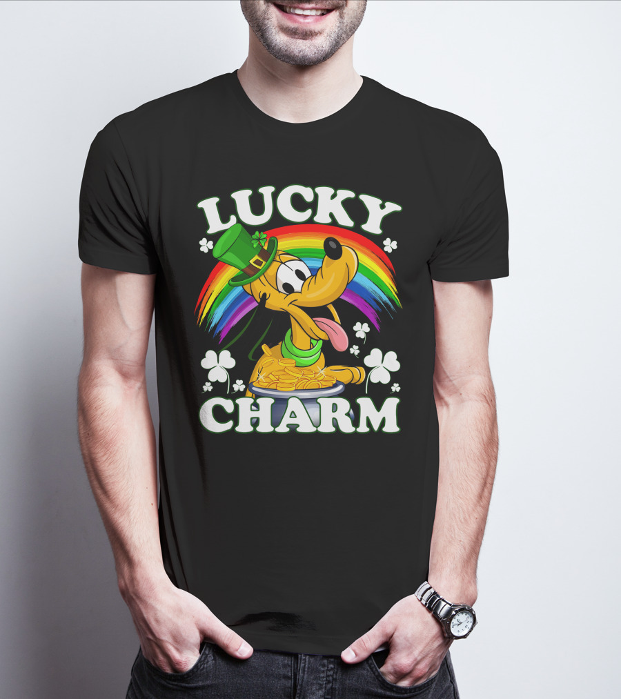 Lucky Charm Pluto Rainbow Clover Hat Coins T-Shirt