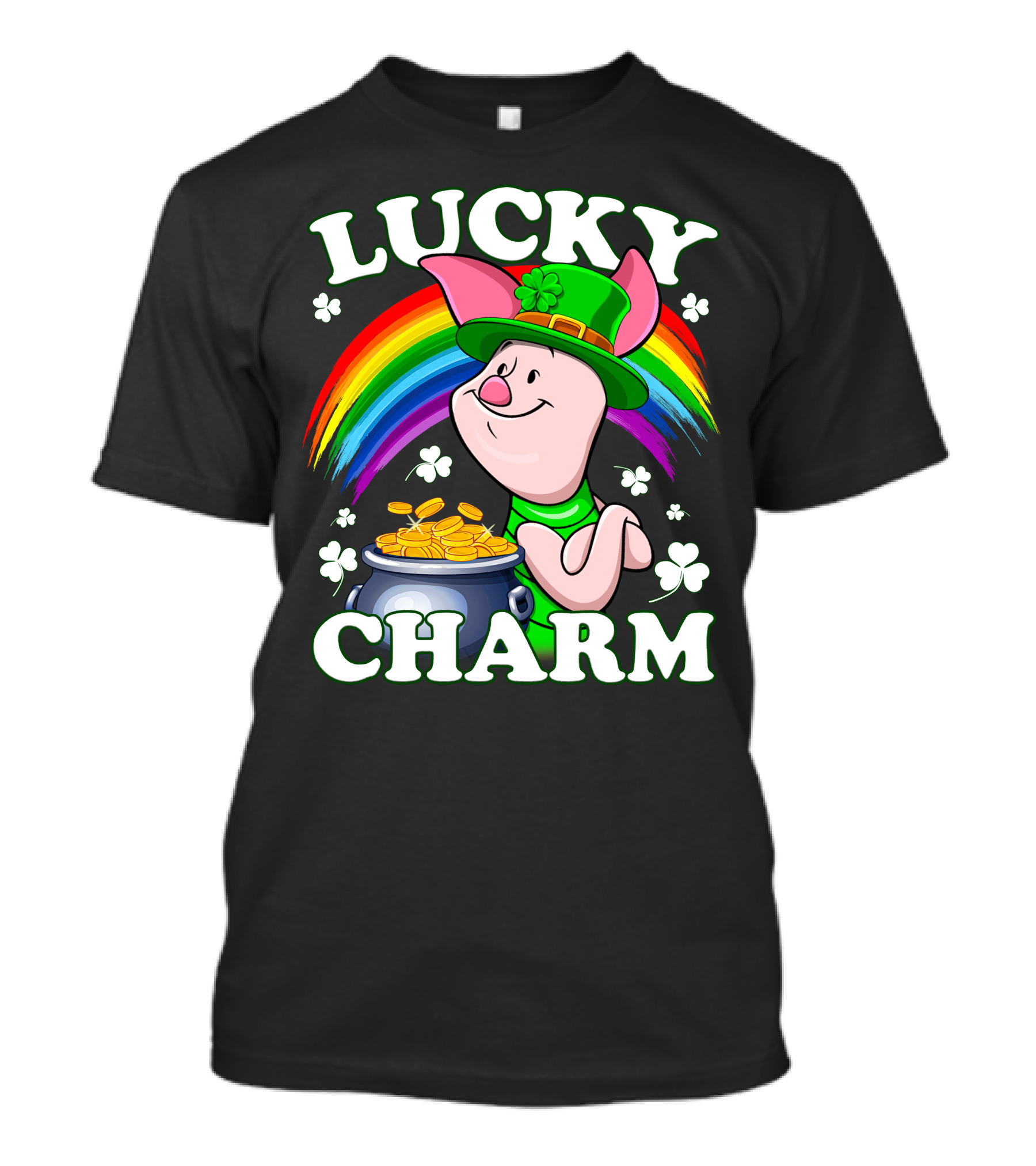 Lucky Charm Piglet Rainbow Gold Coins T-Shirt