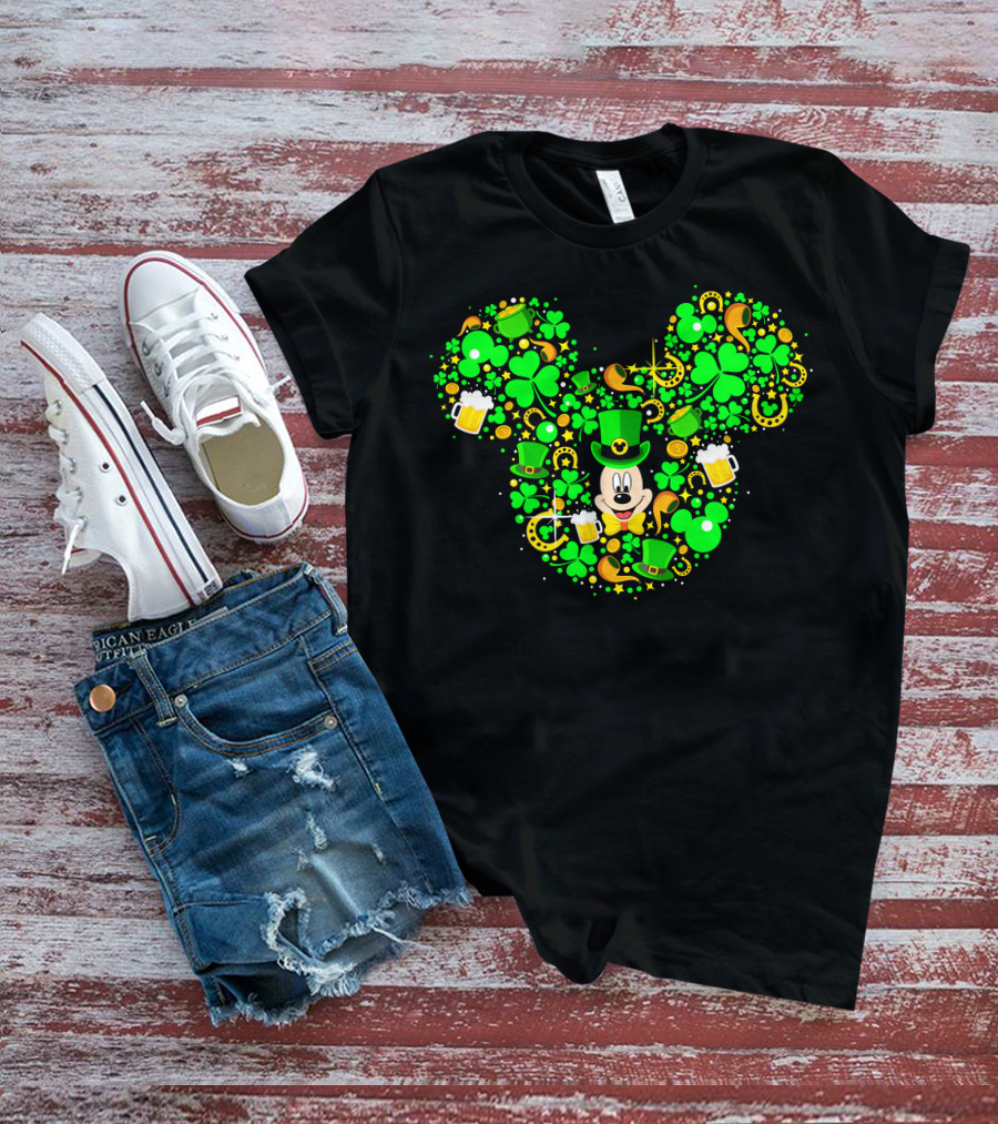 Mickey Shamrock St. Patrick's Day Clover Leprechaun Hat T-Shirt
