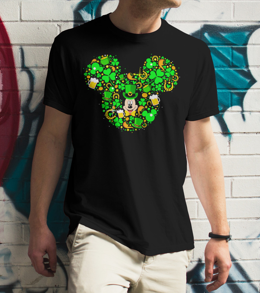 Mickey Shamrock St. Patrick's Day Clover Leprechaun Hat T-Shirt