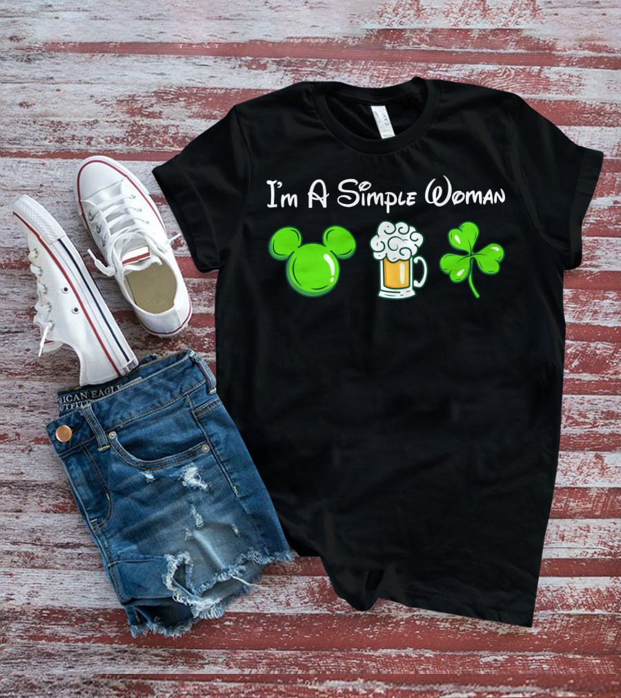 I'm A Simple Woman Mouse Ears Beer Shamrock T-Shirt