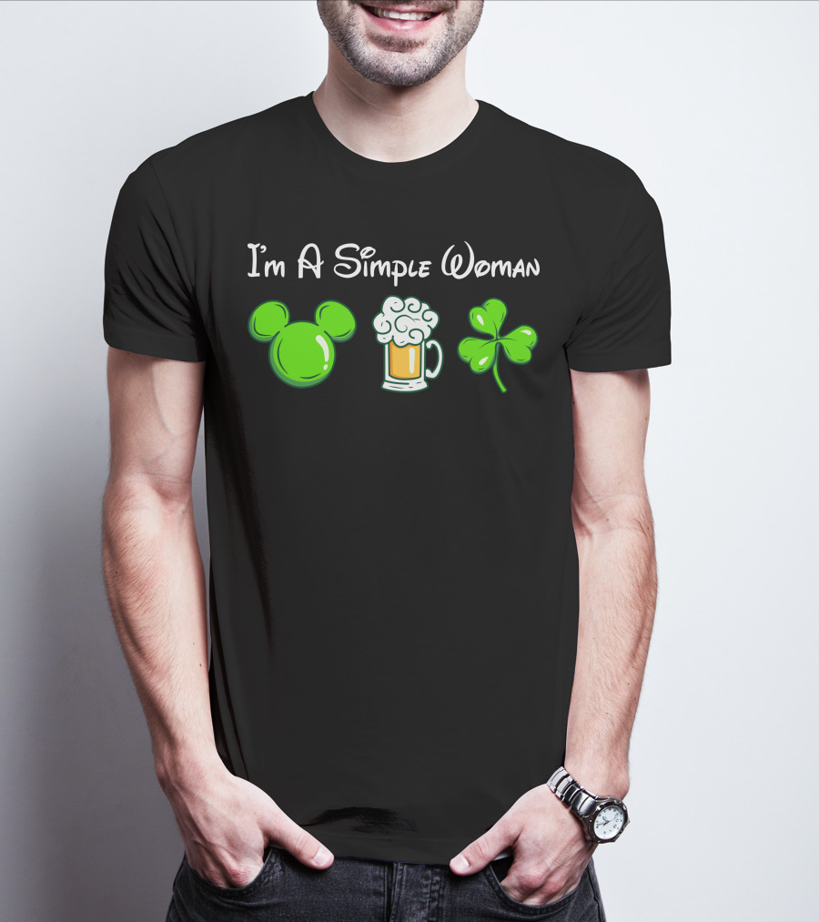 I'm A Simple Woman Mouse Ears Beer Shamrock T-Shirt