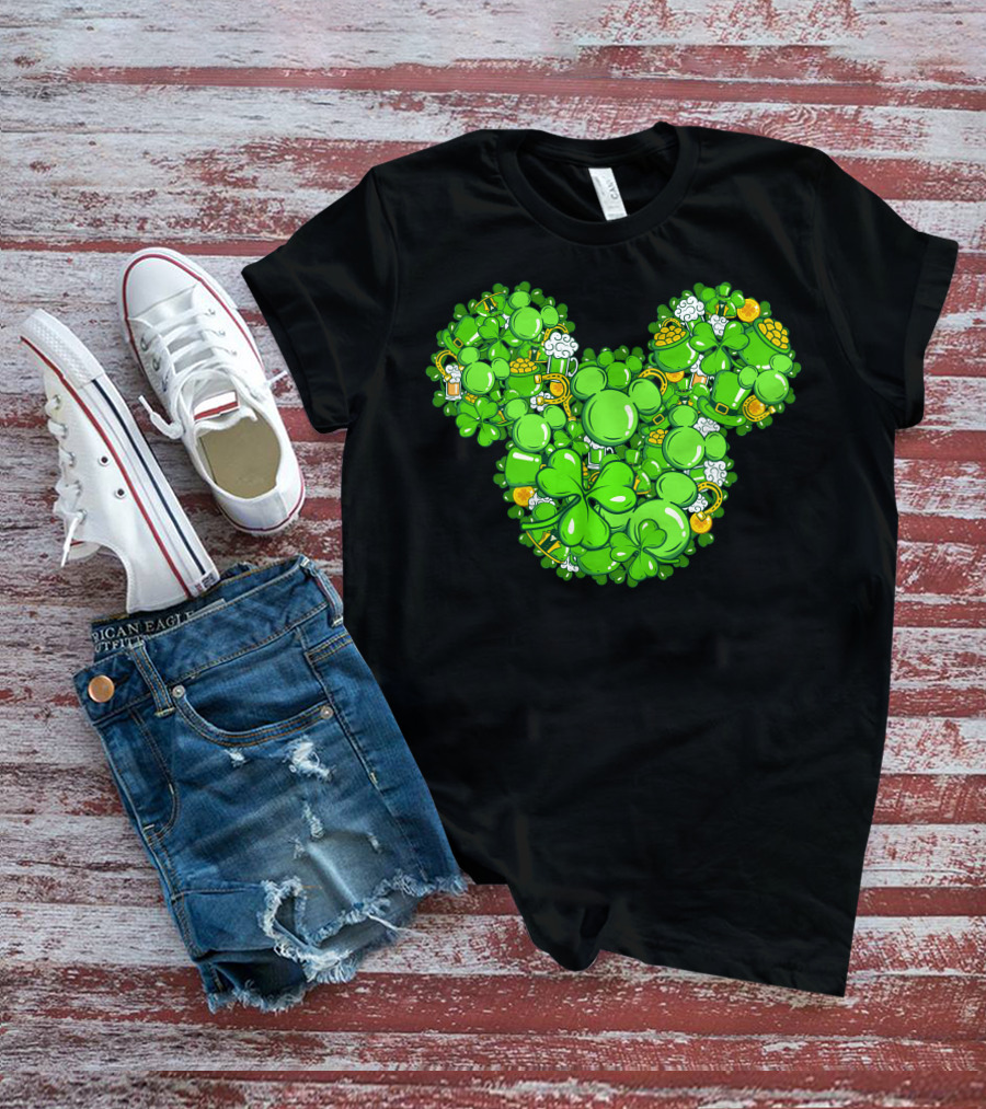 Mickey Head St Patrick's Day Clover Beer T-Shirt