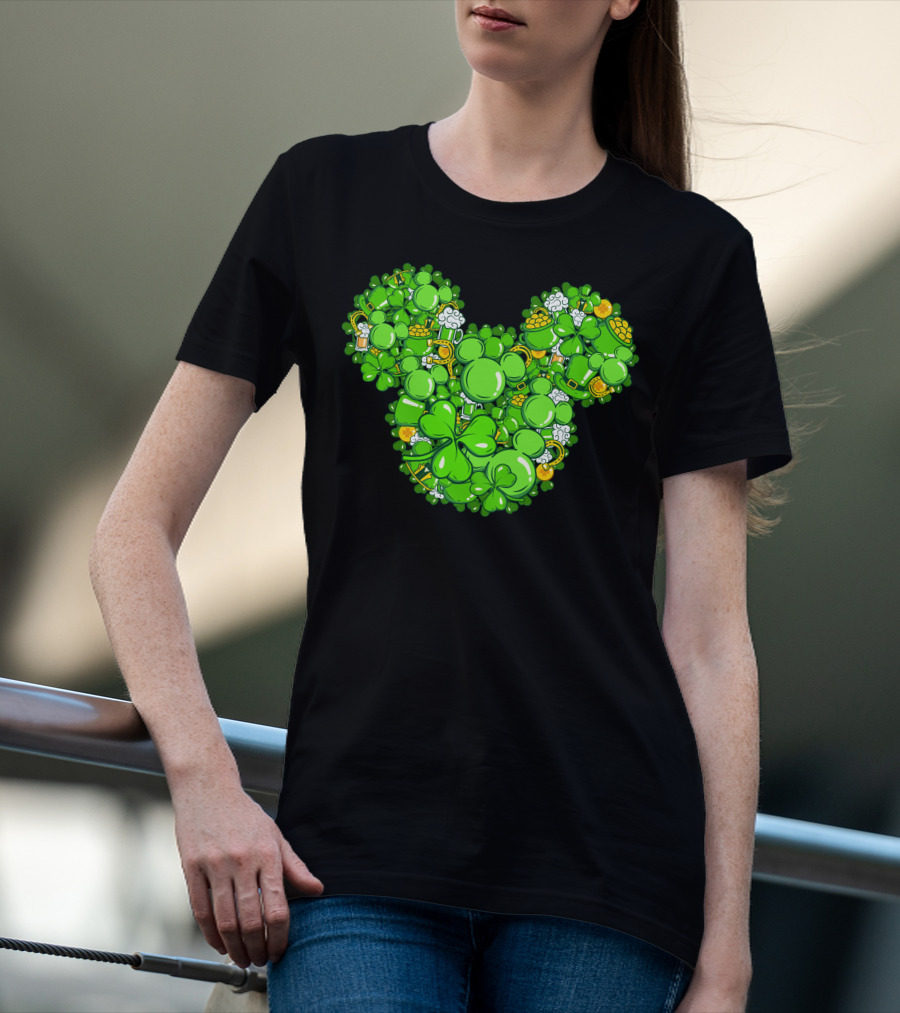 Mickey Head St Patrick's Day Clover Beer T-Shirt
