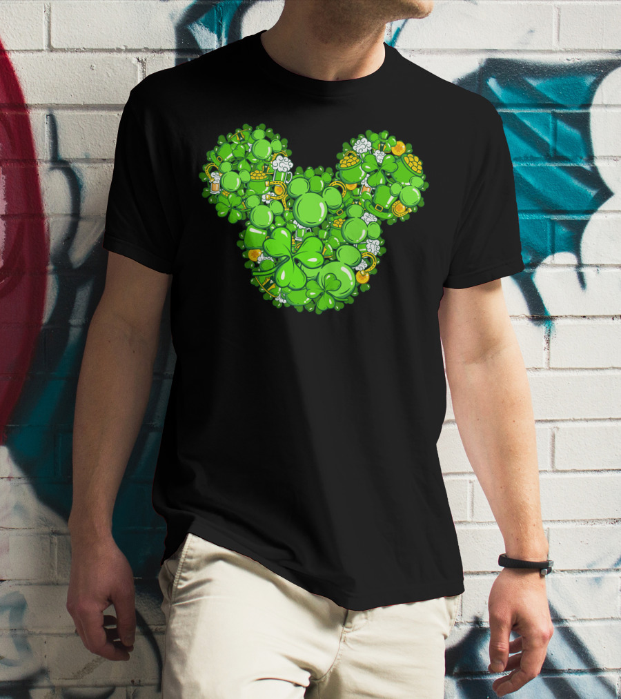Mickey Head St Patrick's Day Clover Beer T-Shirt