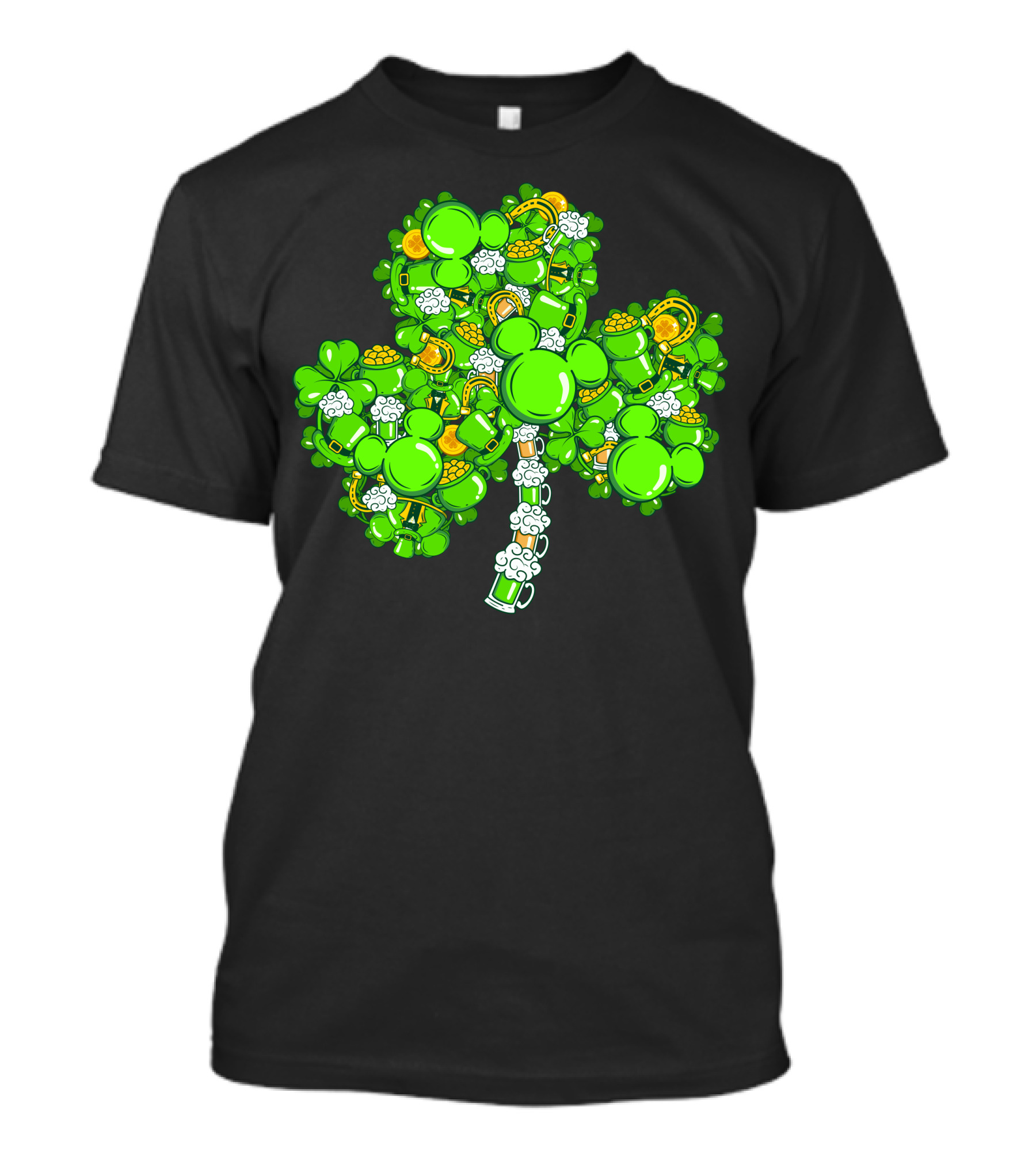 Shamrocks And Leprechaun Gold With Mickey Ears T-Shirt