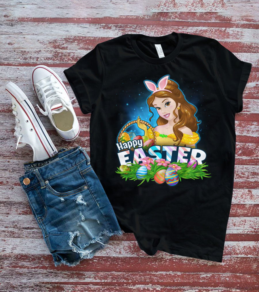 Happy Easter Bella Bunny Ears Basket And Painted Eggs T-Shirt