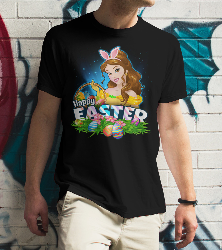 Happy Easter Bella Bunny Ears Basket And Painted Eggs T-Shirt