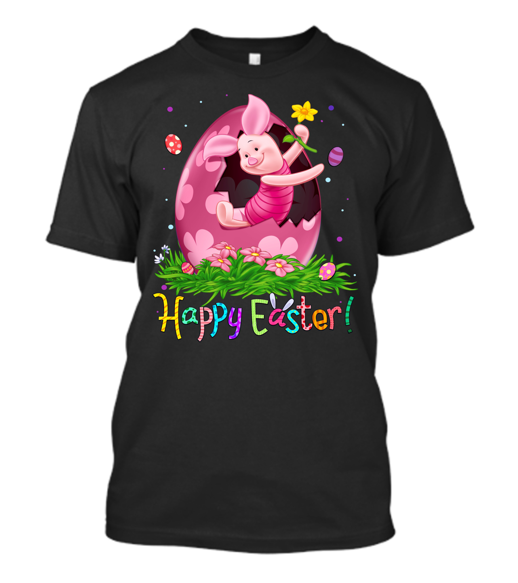 Happy Easter Piglet With Flower And Easter Egg T-Shirt