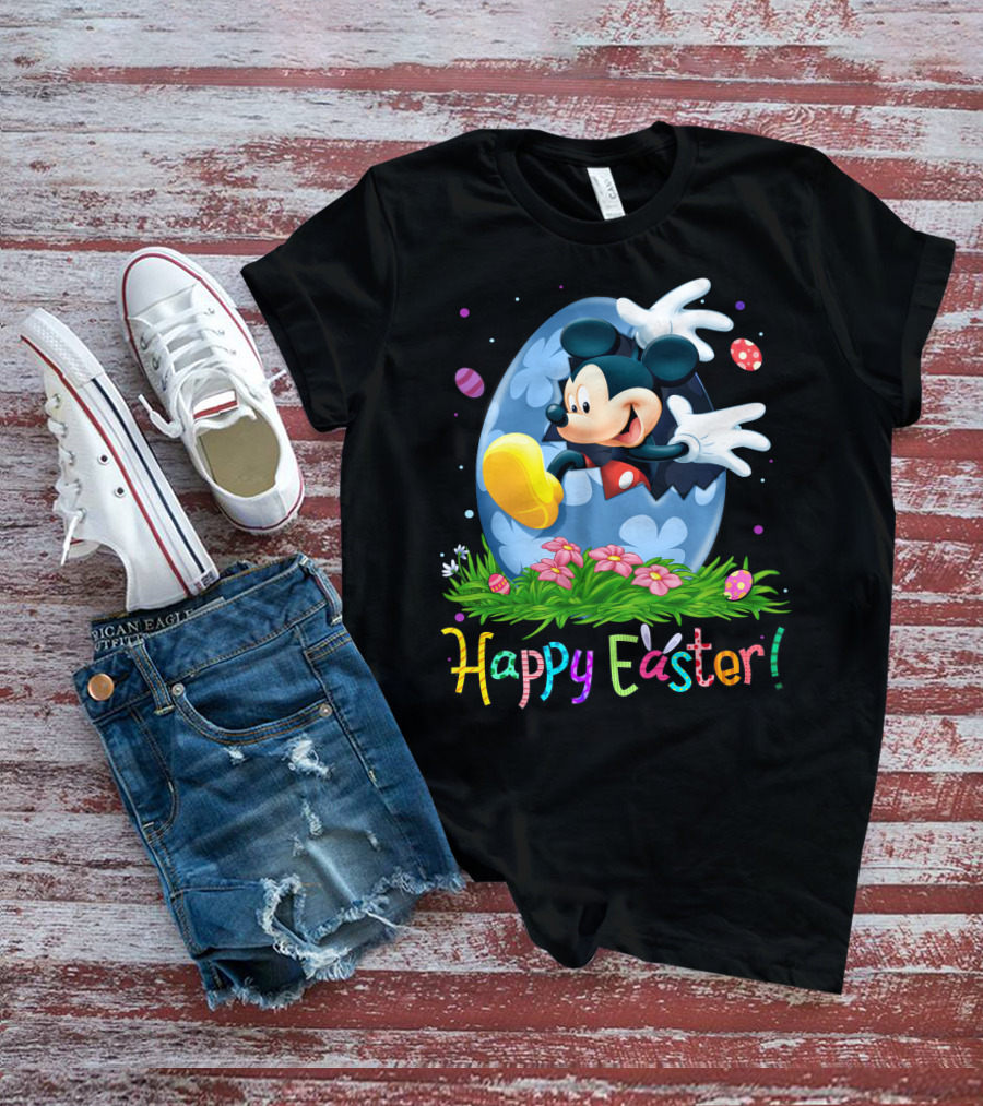 Mickey Mouse Happy Easter Egg Celebration T-Shirt