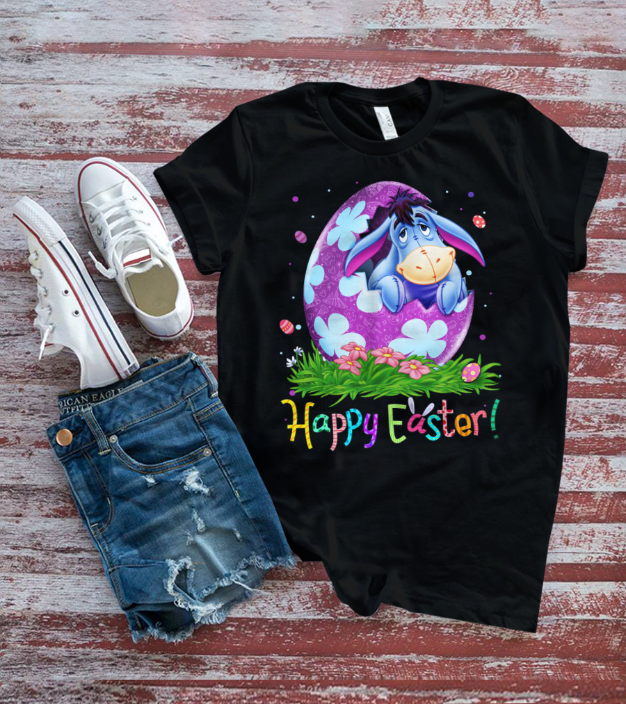 Eeyore Happy Easter Floral Egg And Flowers T-Shirt