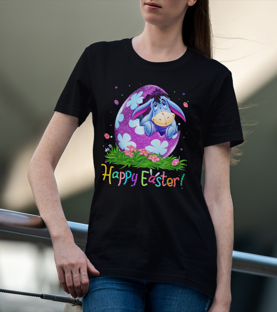 Eeyore Happy Easter Floral Egg And Flowers T-Shirt