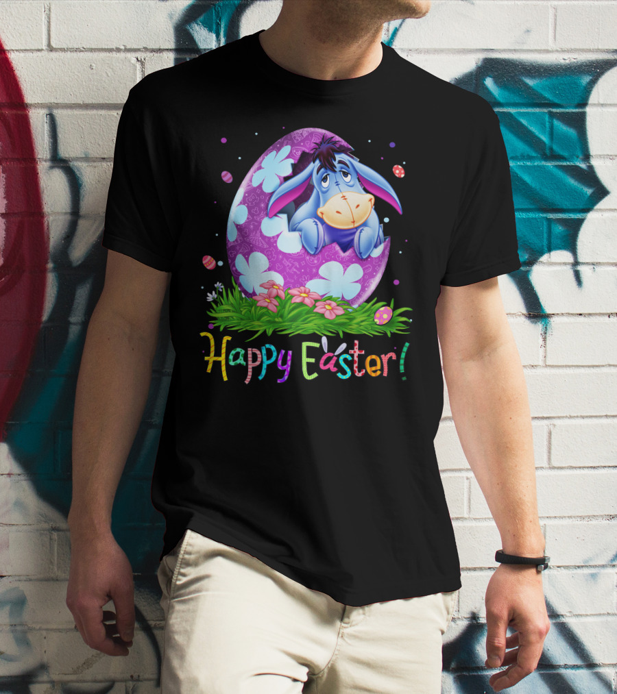 Eeyore Happy Easter Floral Egg And Flowers T-Shirt