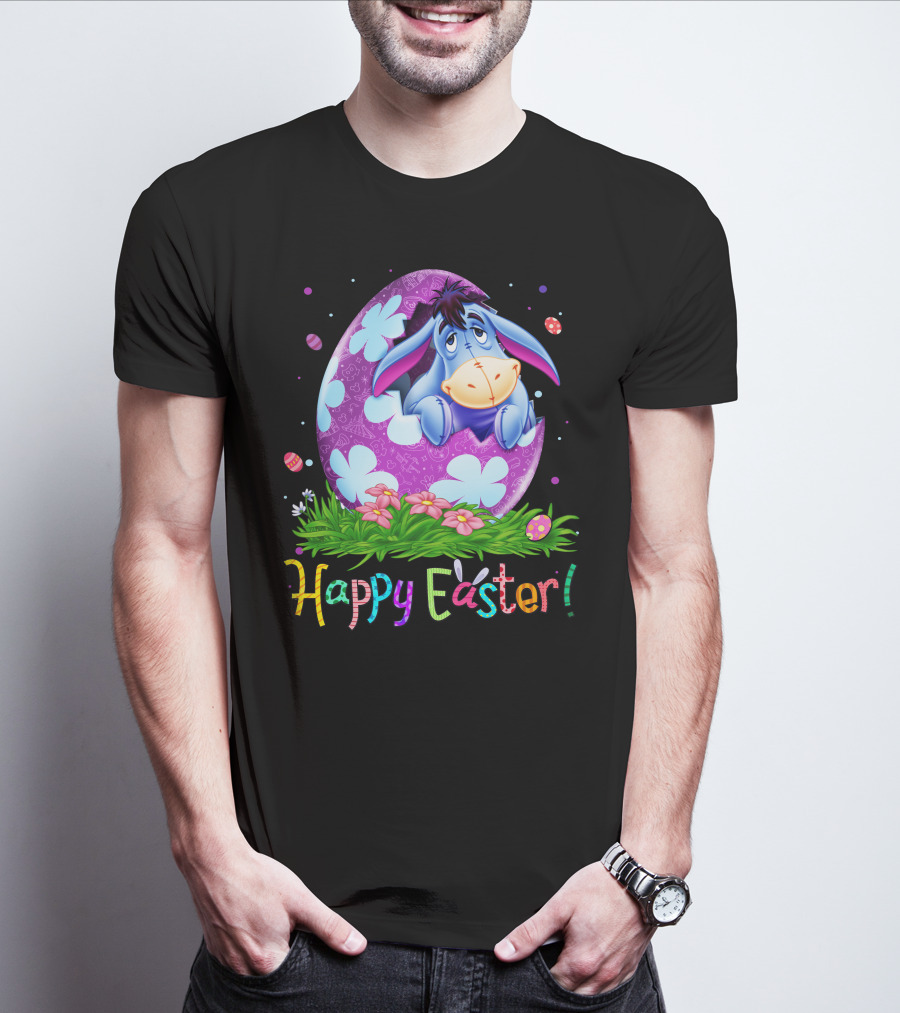 Eeyore Happy Easter Floral Egg And Flowers T-Shirt
