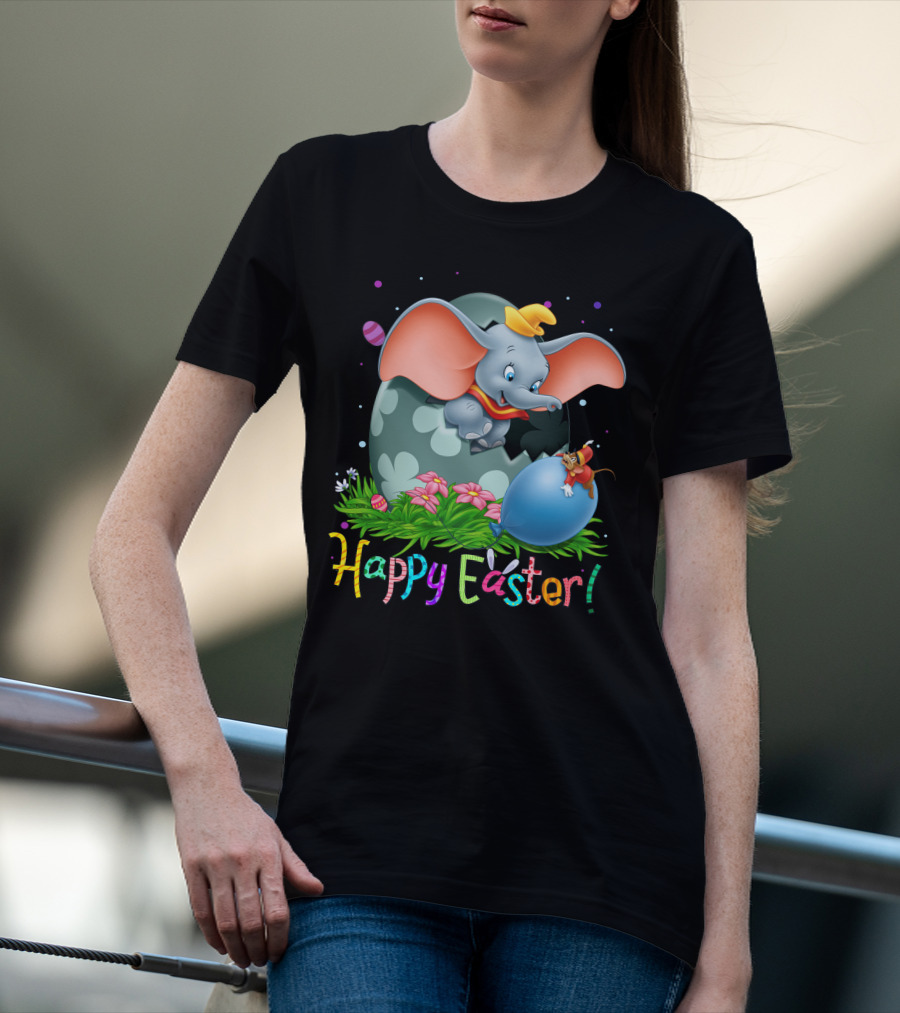 Happy Easter Dumbo Elephant In Easter Egg Scene T-Shirt