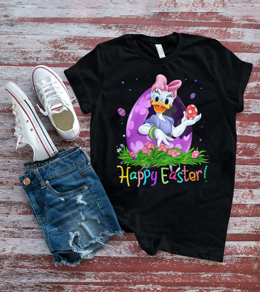 Happy Easter Daisy Duck Egg And Flowers T-Shirt