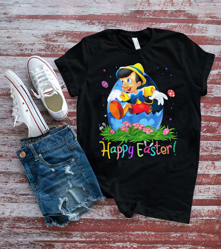 Happy Easter Pinocchio Egg And Flowers T-Shirt