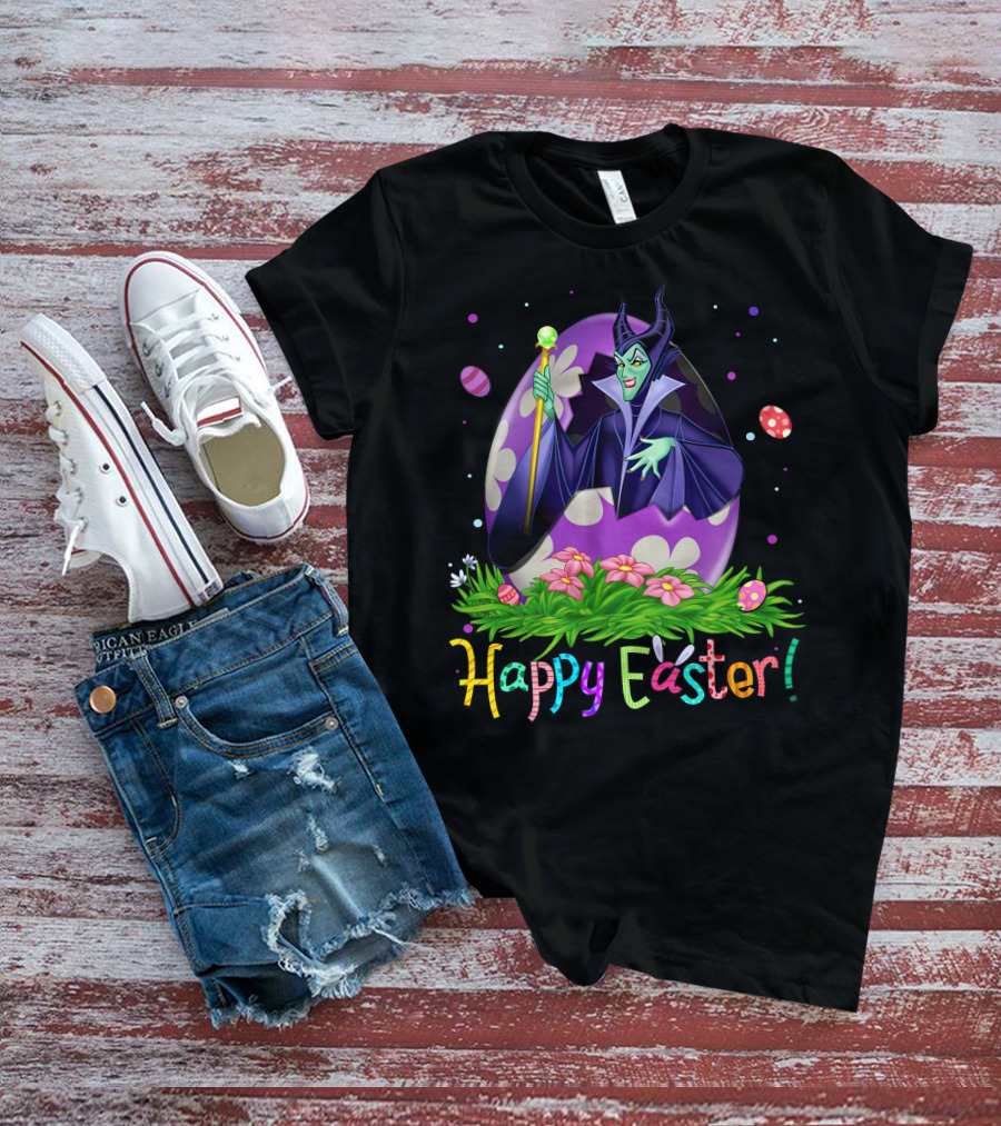 Happy Easter Maleficent Egg And Flowers T-Shirt