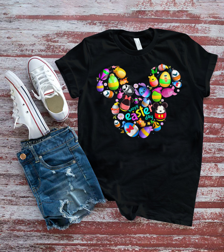 Disney Characters Easter Day Celebration In Iconic Mickey Ears Shape T-Shirt