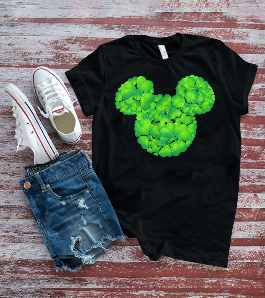 Mickey Shamrocks Green Clover Minnie Ears St. Patrick's Day T-Shirt
