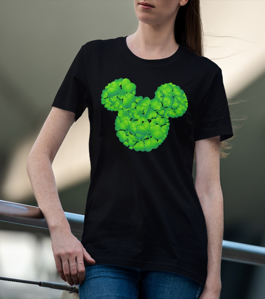 Mickey Shamrocks Green Clover Minnie Ears St. Patrick's Day T-Shirt