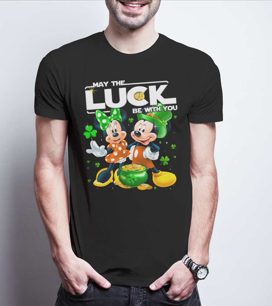 May The Luck Be With You Mickey And Minnie St. Patrick's Theme T-Shirt