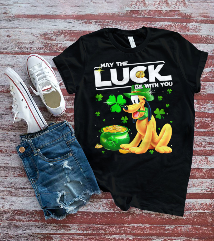 May The Luck Be With You Pluto Shamrock Coins Green Hat T-Shirt