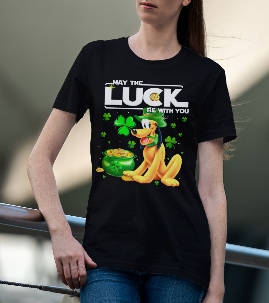 May The Luck Be With You Pluto Shamrock Coins Green Hat T-Shirt