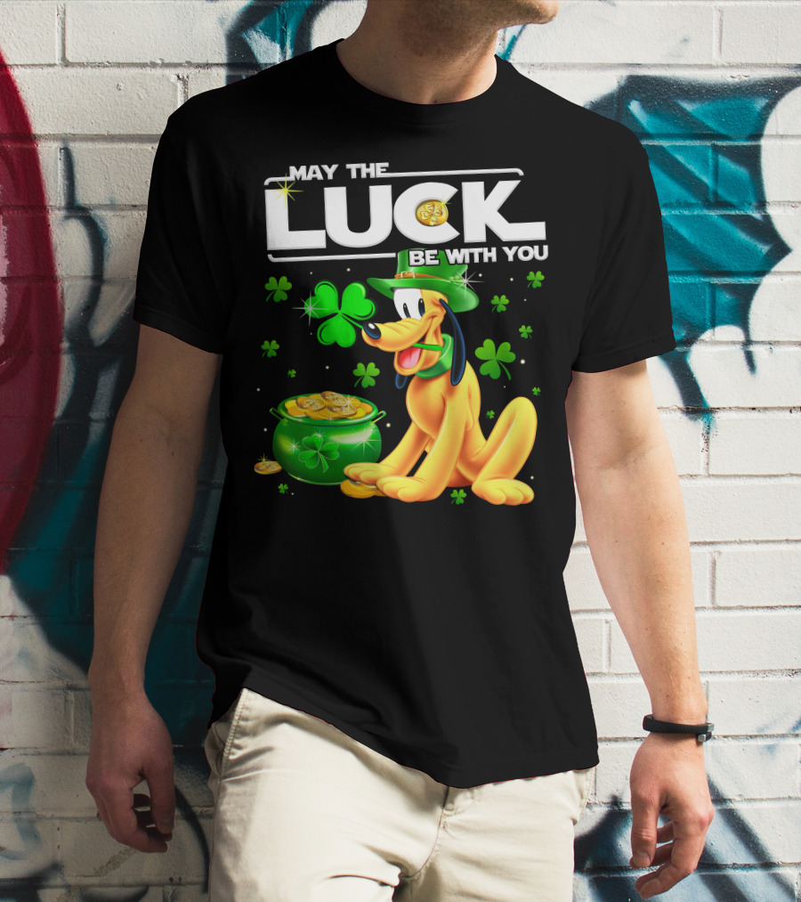 May The Luck Be With You Pluto Shamrock Coins Green Hat T-Shirt