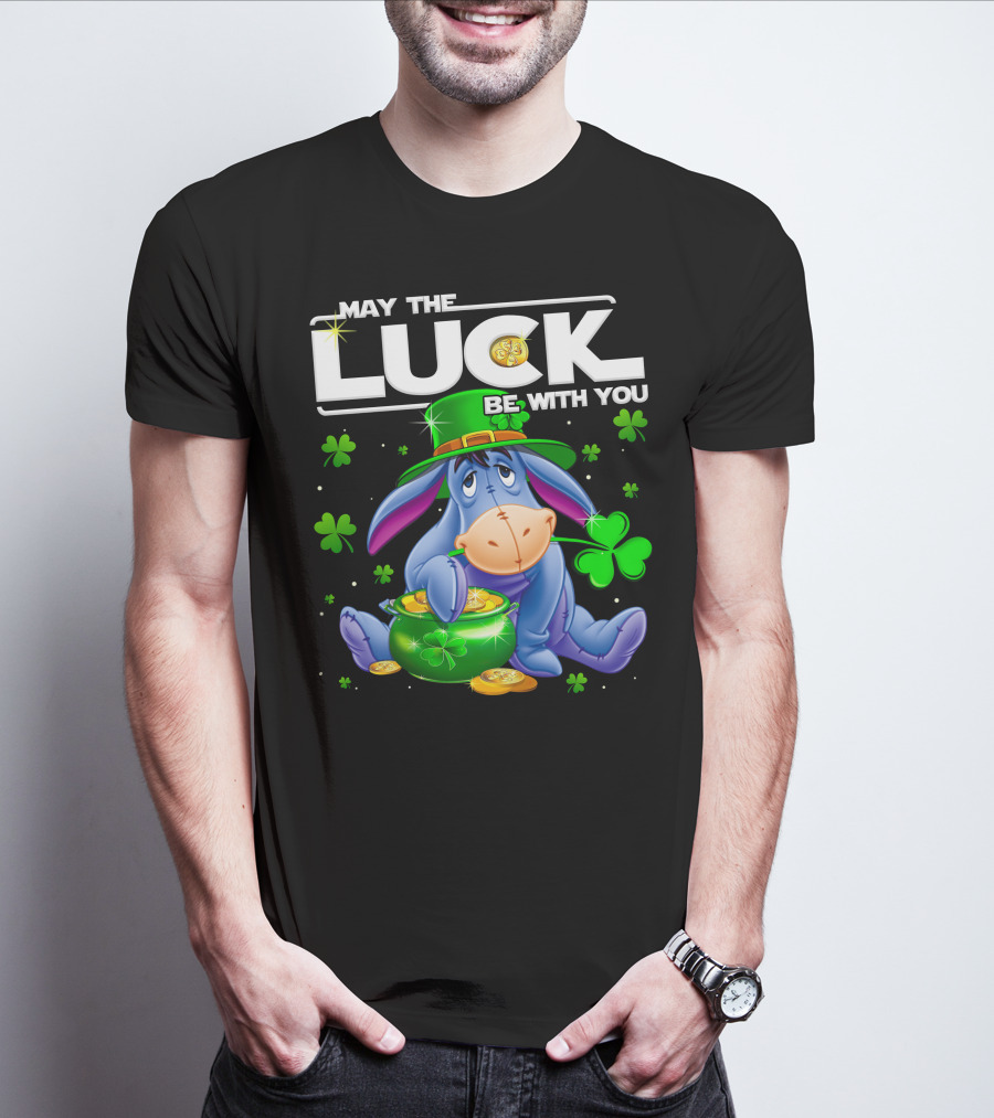 May The Luck Be With You Eeyore Leprechaun Clover Gold Coins T-Shirt