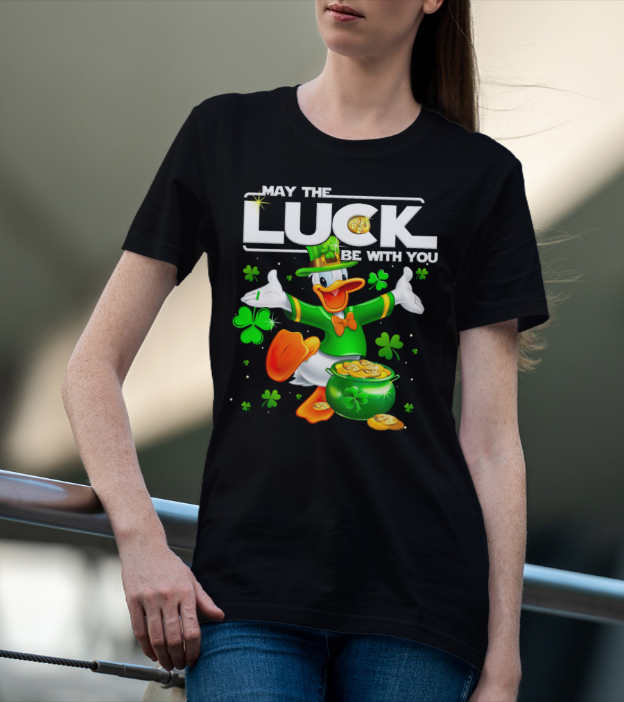 Donald May The Luck Be With You St. Patrick's Day Leprechaun Duck With Pot Of Gold T-Shirt