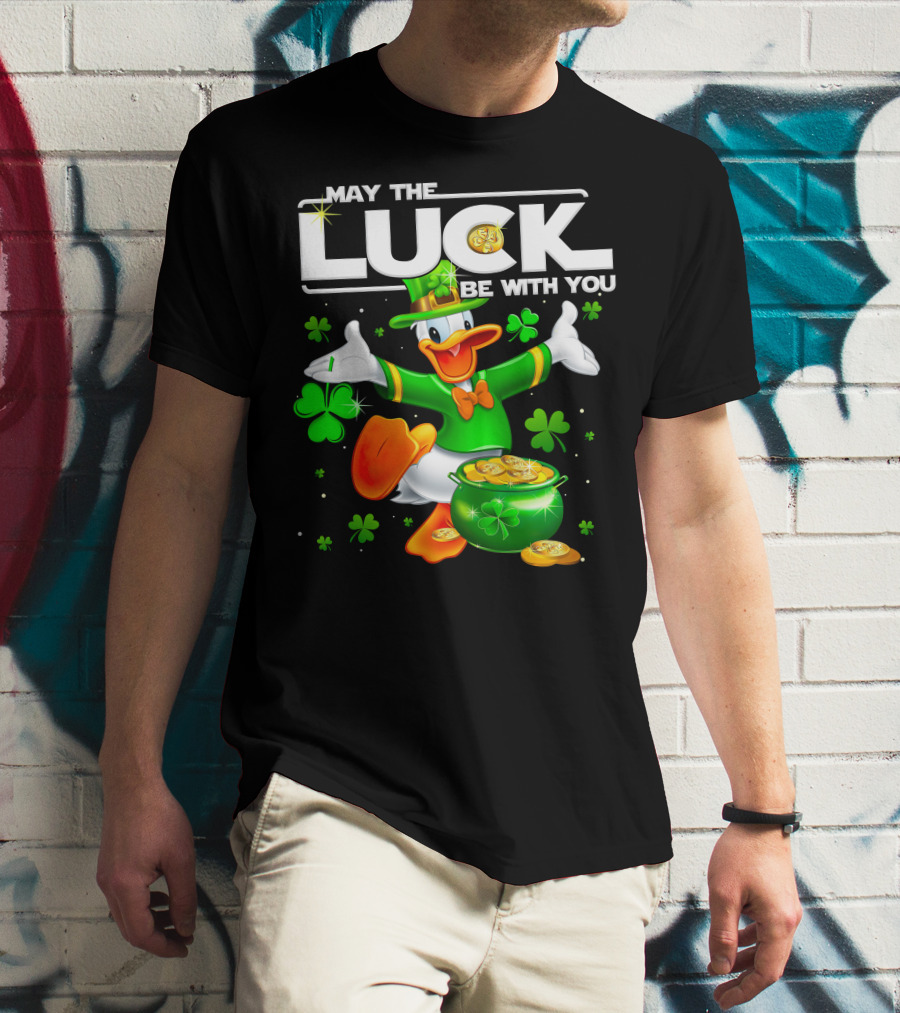 Donald May The Luck Be With You St. Patrick's Day Leprechaun Duck With Pot Of Gold T-Shirt