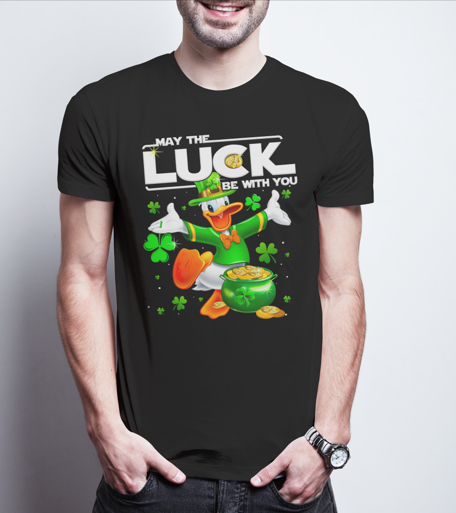 Donald May The Luck Be With You St. Patrick's Day Leprechaun Duck With Pot Of Gold T-Shirt