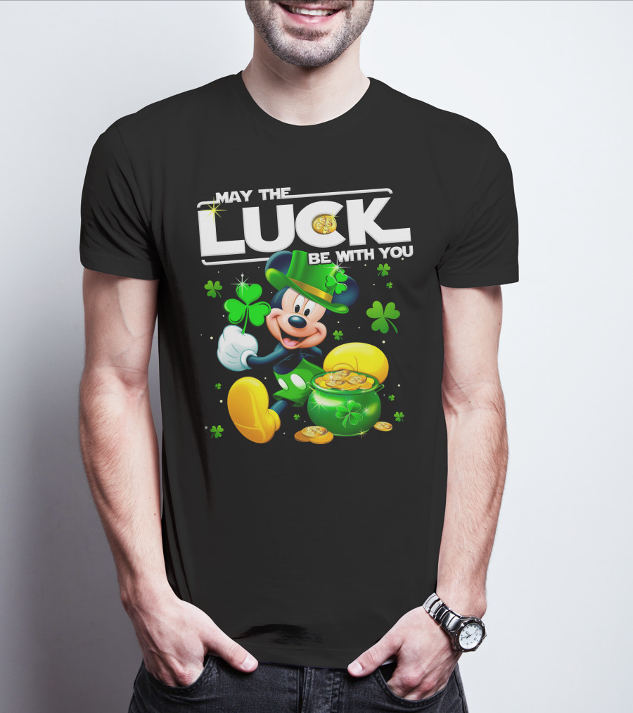 Mickey Mouse May The Luck Be With You Shamrock Coins T-Shirt