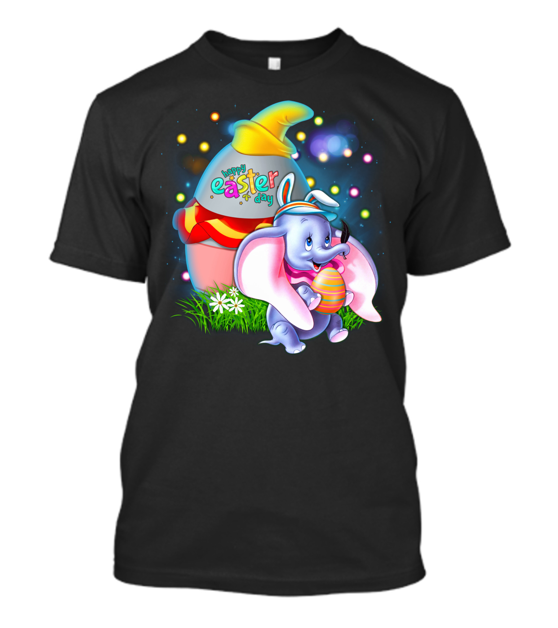 Happy Easter Day Dumbo With Colorful Egg And Hat T-Shirt