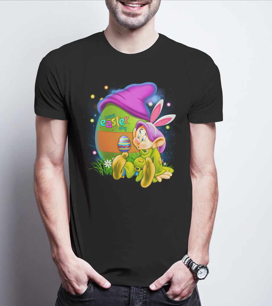 Happy Easter Day Dopey With Colorful Egg And Bunny Ears T-Shirt