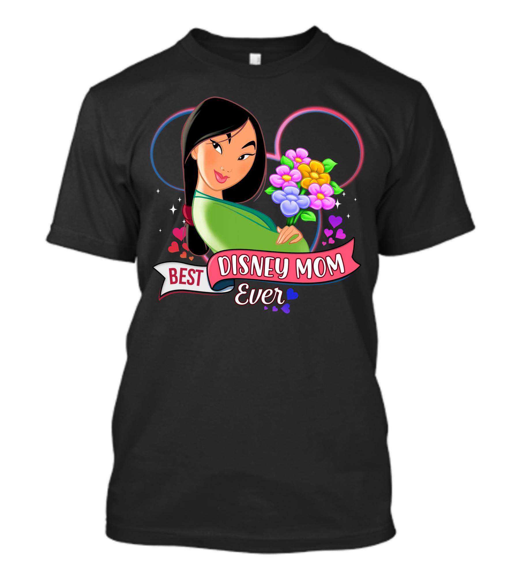 Best Disney Mom Ever Mulan Flowers Hearts T-Shirt