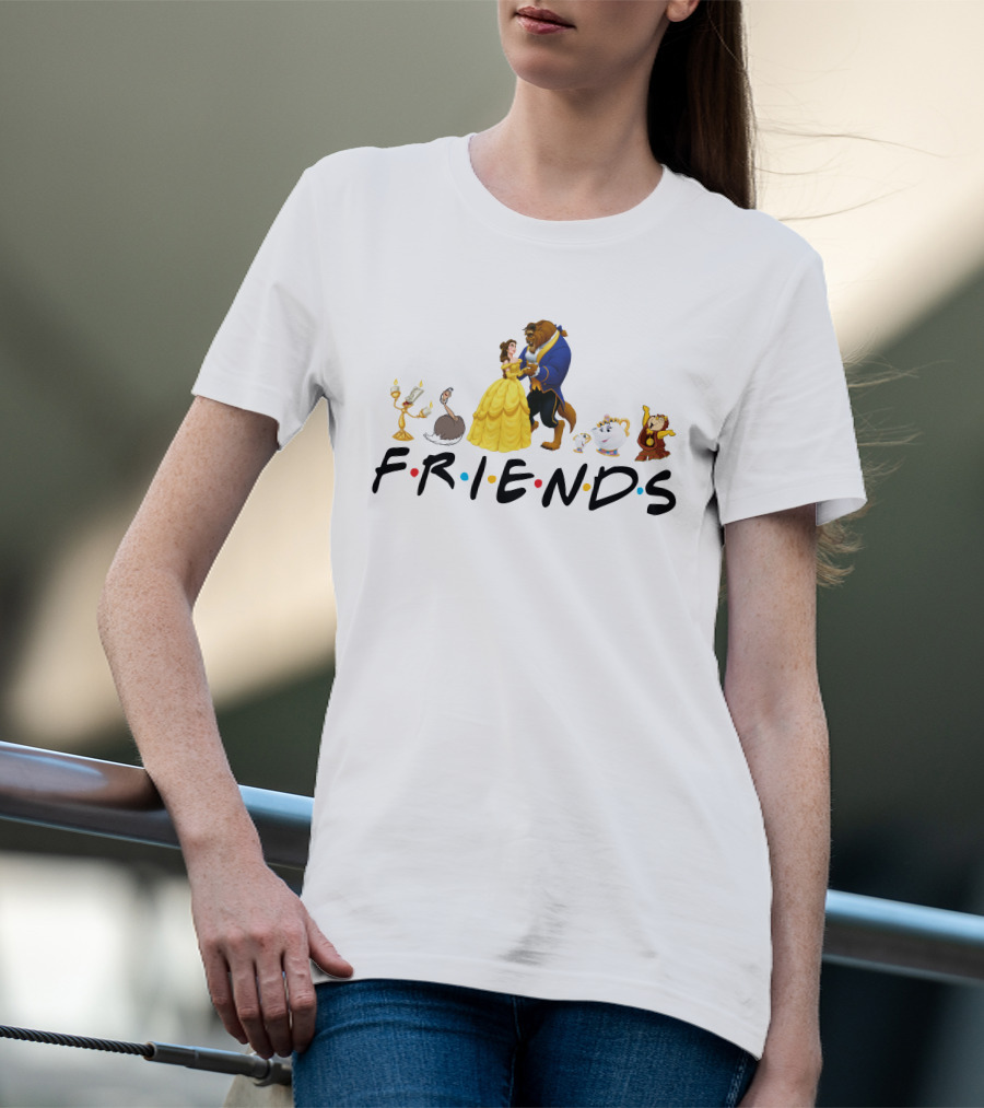 Beauty And The Beast Cast With Friends Logo Style T-Shirt