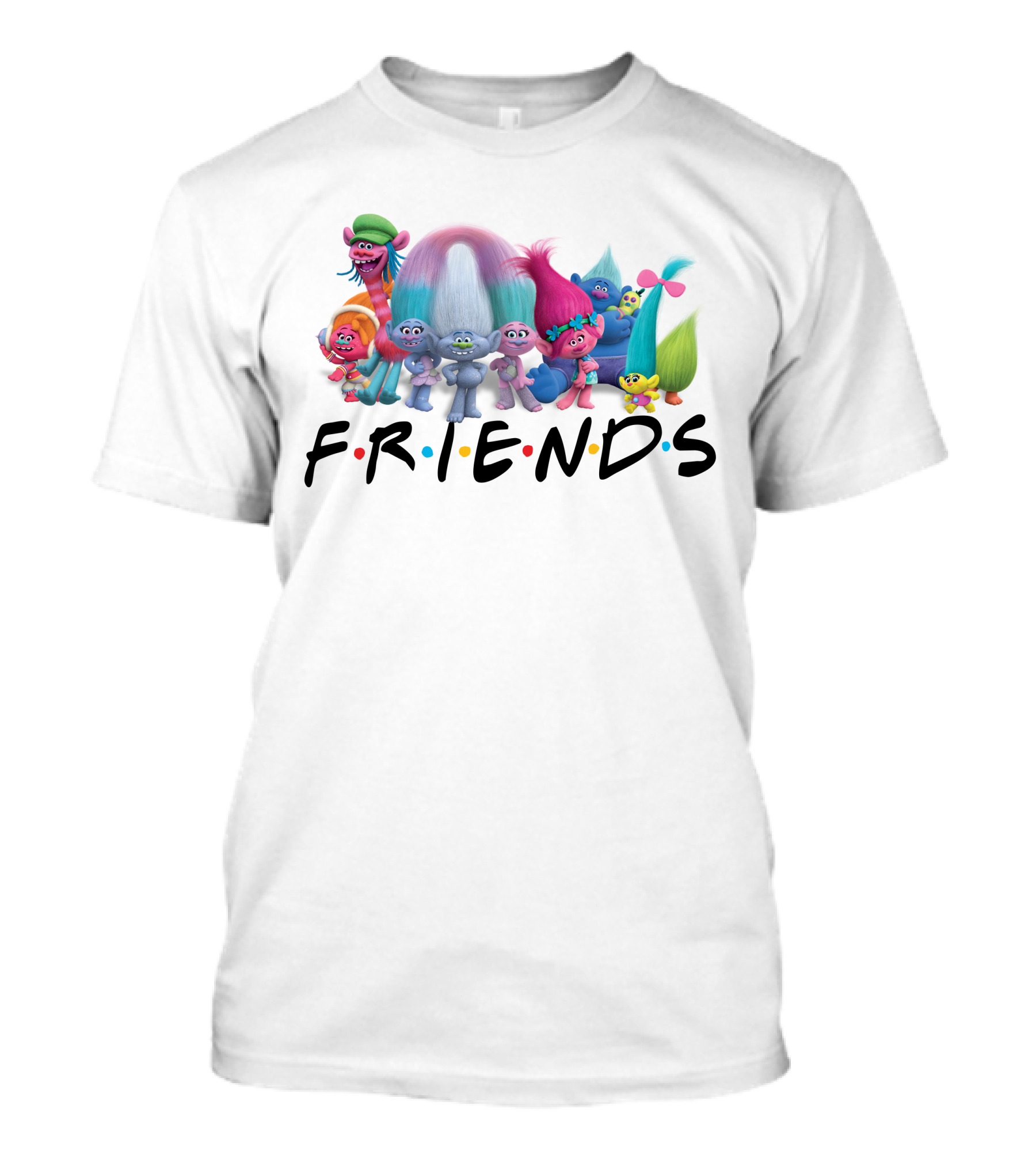 Trolls Cast With Friends Tv Show Font Style T-Shirt