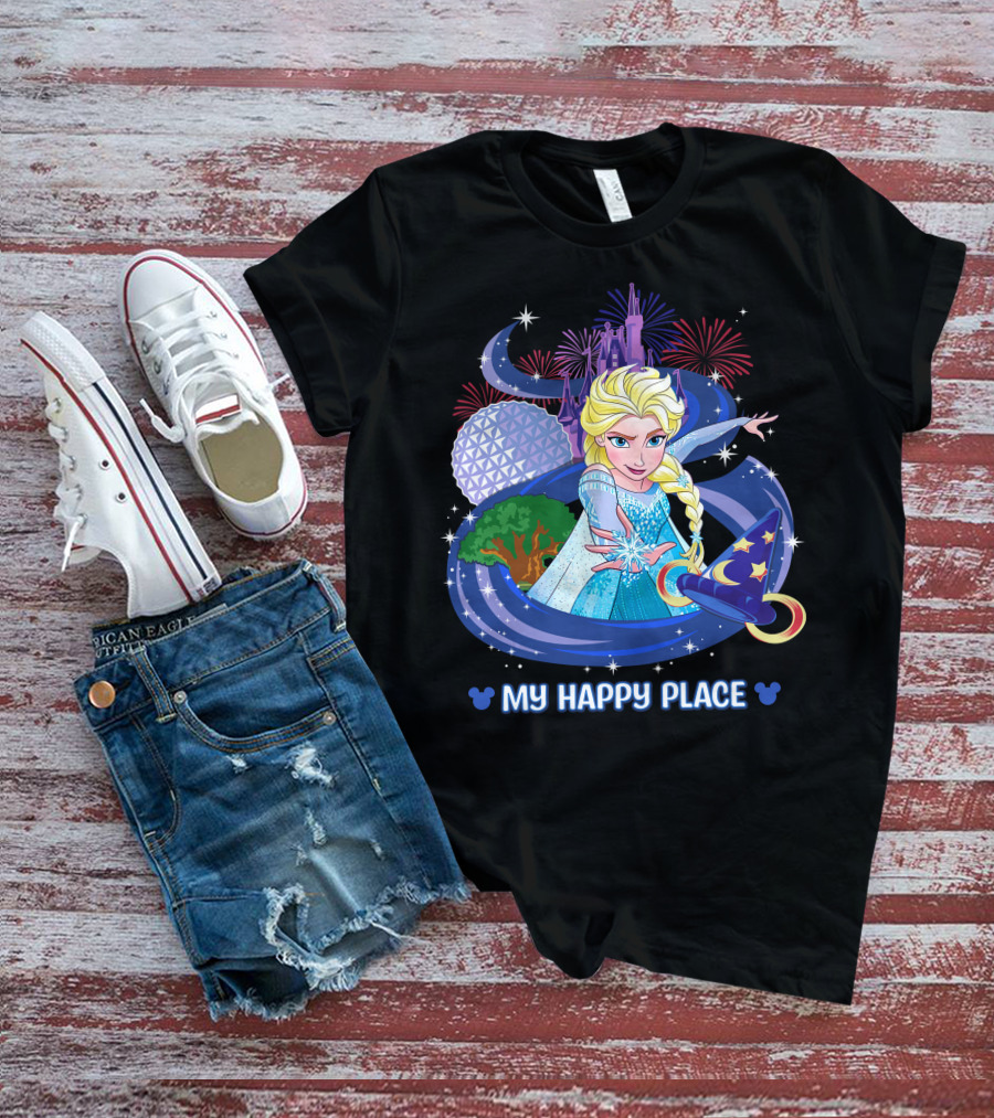 Elsa My Happy Place Fireworks And Magic Castle T-Shirt
