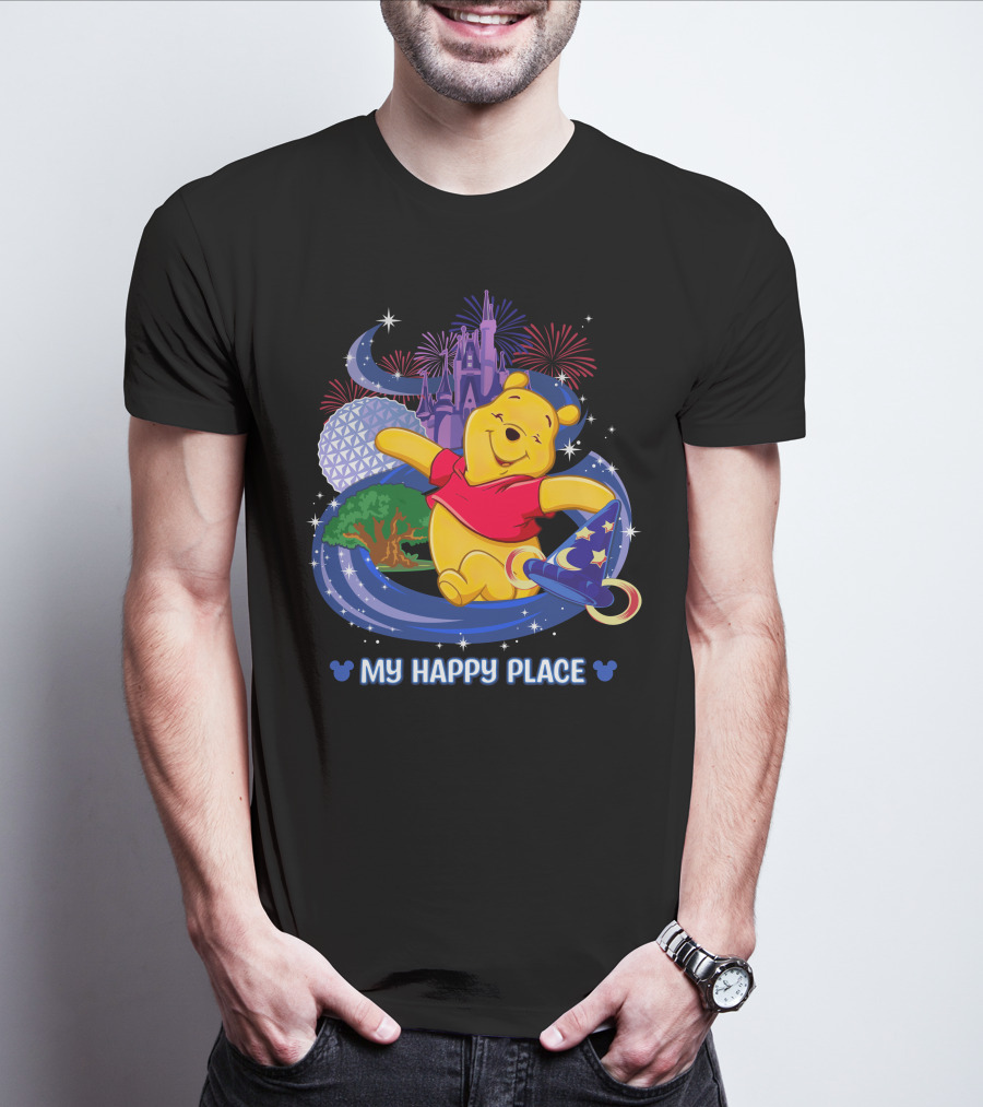 My Happy Place Pooh Castle Fireworks Sorcerer Hat T-Shirt